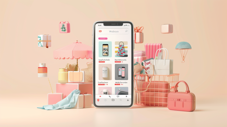 smartphone screen displaying an Instagram feed with a mix of lifestyle and product photos