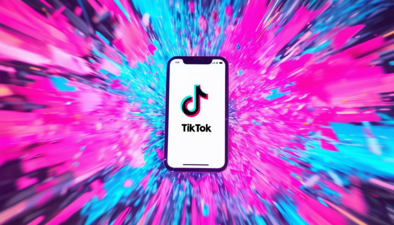 TikTok App on phone in the middle of a digital background